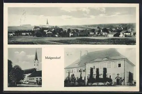 AK Malgersdorf, Teilansicht, Kirche, Gebäudeansicht