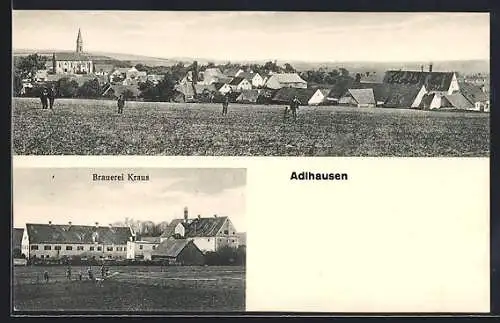 AK Adlhausen, Panorama und Brauerei Kraus