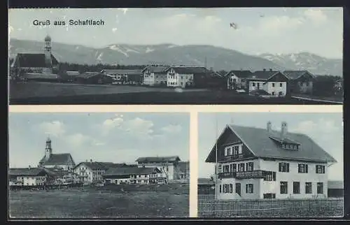 AK Schaftlach, Pension, Ortspartie, Teilansicht