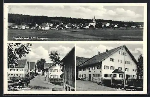 AK Ingenried / Schongau, Gasthaus Rieger, Strassenpartie, Ortsansicht
