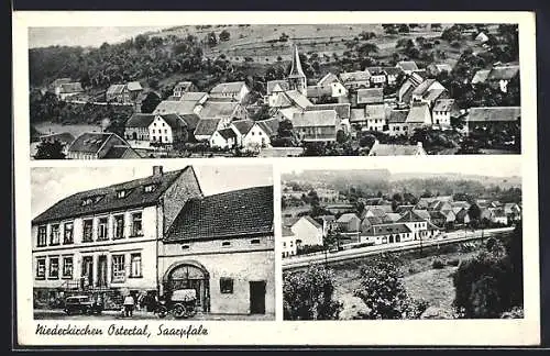 AK Niederkirchen / Saar, Gasthaus Otto Rübel, Ortsansicht