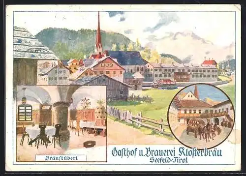 AK Seefeld /Tirol, Gasthof und Brauerei Klosterbräu, Bräustüberl