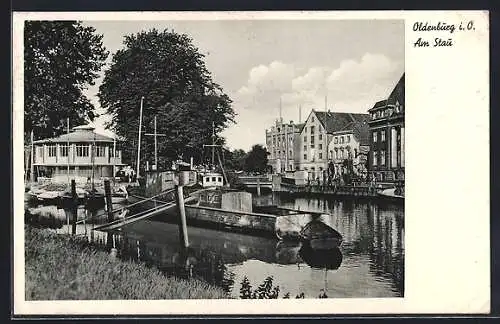 AK Oldenburg i. O., Am Stau, Dampfer