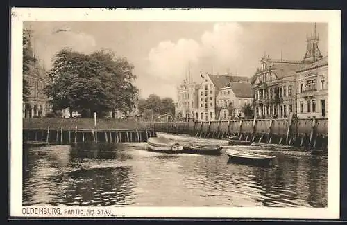 AK Oldenburg i. O., Partie am Stau, Boote treiben im Wasser