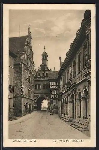 AK Marktbreit, Rathaus mit Maintor