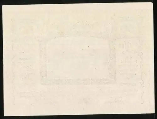 Notgeld Dürnstein 1920, 50 Heller, Stadtansicht mit Kirche und Burg, florales Design