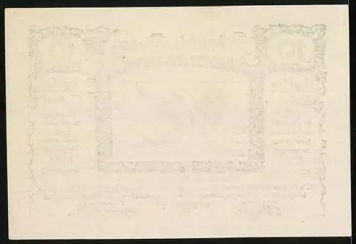 Notgeld Dürnstein 1920, 10 Heller, Landschaft mit Gebirge und Dorf, dekorativer Rahmen, Unterschriften