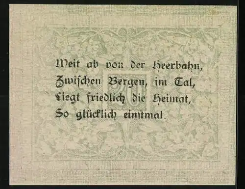 Notgeld Göstling, 20 Heller, Berglandschaft und Gedicht im Tal