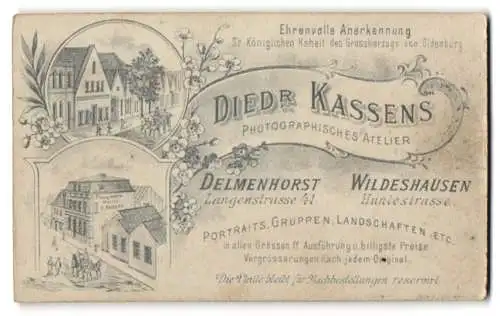 Fotografie Diedr. Kassens, Delmenhorst, Langenstr. 41, die Ateliere in Delmenhorst und Wildeshausen