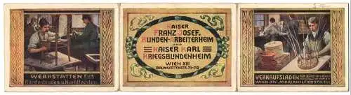 Kalender Wien 1918, Verkaufsladen für Bürsten und Korbwaren, Mariahilferstrasse 202, Blindenarbeiterheim Baumgartenstr.