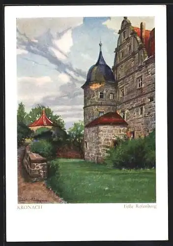 Künstler-AK Kronach, Feste Rosenberg, Aquarell von Gustaf Lüttgens