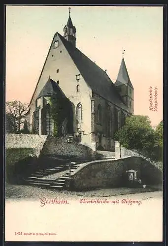 AK Geithain, Nicolaikirche mit Aufgang