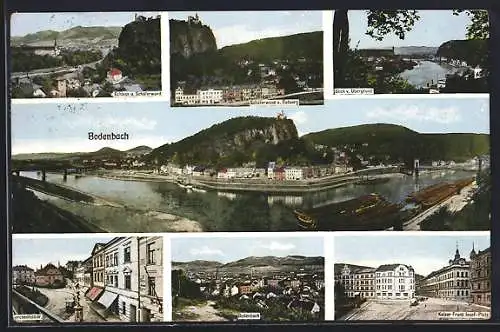 AK Bodenbach, Schloss und Schäferwand, Kaiser Franz Josef-Platz, Blick auf Obergrund