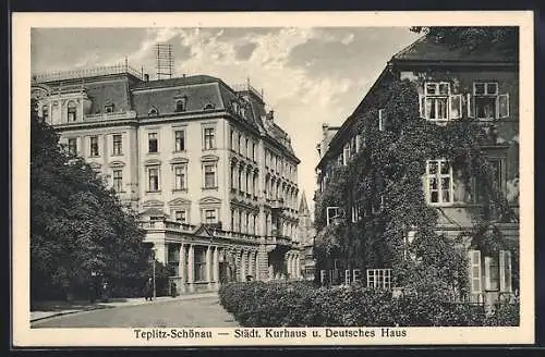 AK Teplitz-Schönau, Städtisches Kurhaus und Deutsches Haus