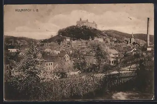 AK Kulmbach, Blick zum Ort mit Schornstein