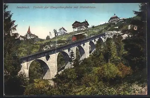 AK Innsbruck, Viadukt der Hungerburgbahn mit Mariabrunn, Bergbahn