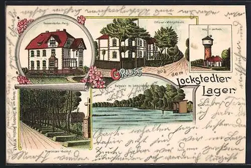 Lithographie Lockstedter Lager, Kommandanten-Haus, Offizier-Wohngebäude, weitere Ansichten