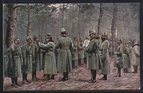 Künstler-AK Zurawicze, Sr. k. u. k. Hoheit Erzherzog Thronfolger Karl Franz Josef beim k. k. Landw.-Inf.-Rgt. Wien No. 1