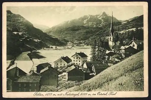 AK Sölden i. Ötztal, Ortsansicht mit Nederkogel