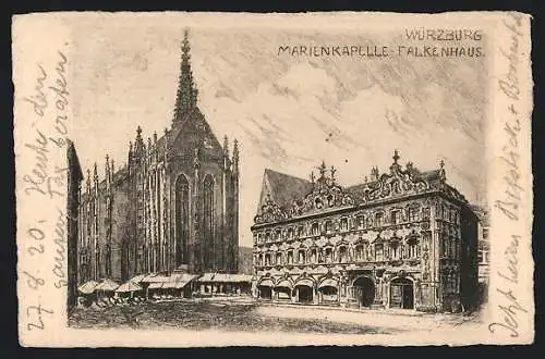 Künstler-AK Würzburg, Marienkapelle und Falkenhaus