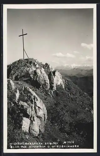 AK Gipfelkreuz auf der Wildseeloderspitze mit Blick auf Kitzstein und Wiesbachhorn