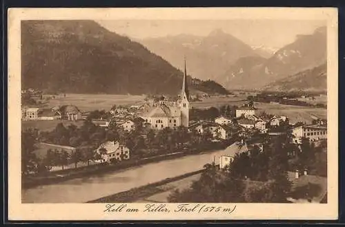 AK Zell am Ziller, Panoramablick auf den Ort