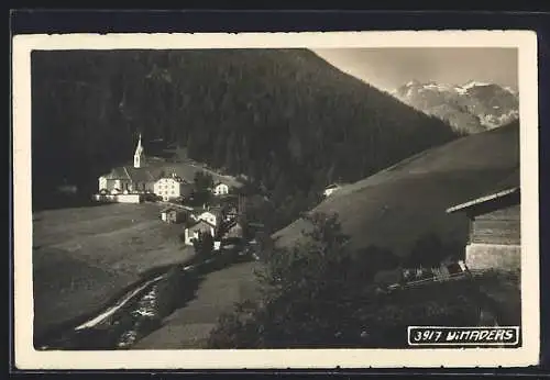 AK Vinaders, Ortsansicht mit Fluss aus der Vogelschau