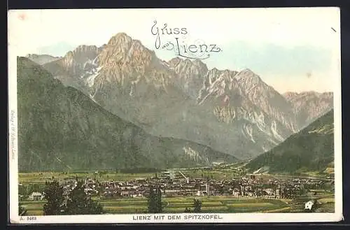 Lithographie Lienz, Gesamtansicht mit dem Spitzkofel
