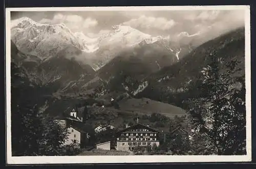 AK Grins bei Landeck, Teilansicht mit Kurhaus Wildbad und Bergpanorama aus der Vogelschau