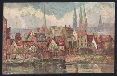 Künstler-AK Bremen, Ortsansicht Theerhof