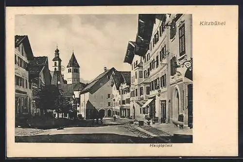 AK Kitzbühel, Hauptplatz mit Gebäuden