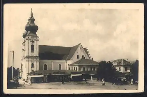 AK Maria-Taferl /Strudengau, Geschäft von Ig. Schachenhofer, Kirche