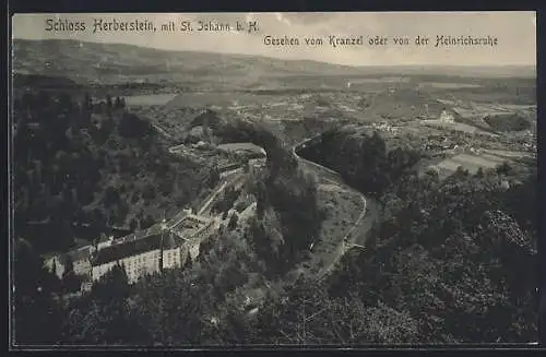 AK St. Johann bei Herberstein, Blick vom Kranzel bzw. der Heinrichsruhe auf Schloss Herberstein