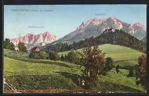 AK Frauenberg a. Enns, Ortspartie mit Hochtorgruppe und Sparafeld