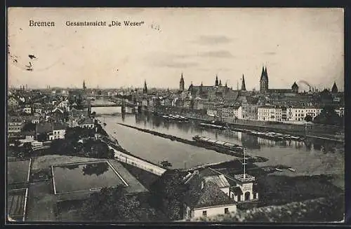 AK Bremen, Gesamtansicht Die Weser