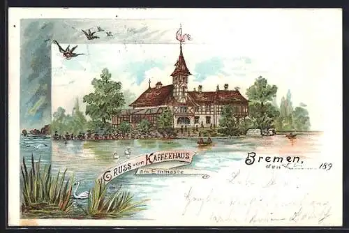 Künstler-AK Bremen, Emmasee, das Kaffeehaus