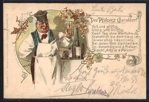 Lithographie Des Pfälzer`s Charakter!, Weinwirt