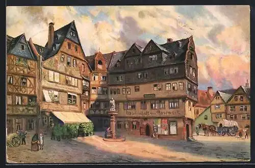 Künstler-AK Alt-Frankfurt, Gasthaus zur Roseneck