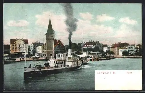 AK Lindau / Bodensee, Dampfer im Hafen