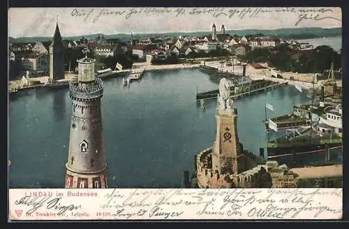 AK Lindau i. B., Hafen mit dem Leuchtturm