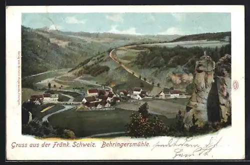 AK Behringersmühle /Fränk. Schweiz, Blick auf Ortschaft von Erhebung aus