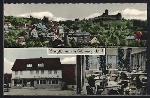 AK Burgthann i. Schwarzachtal, Burg Cafe, Ortsansicht