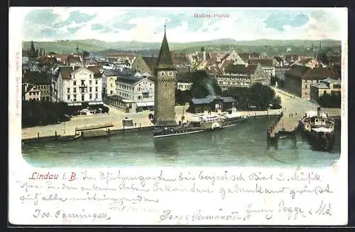 AK Lindau / Bodensee, der Turm auf der Promenade