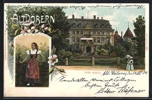 AK Alt-Döbern, Gräfl. Schloss mit Parkanlagen