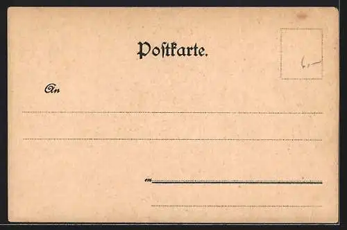 Lithographie Wiesbaden, Bodenstedt-Denkmal und Grosse Fontaine