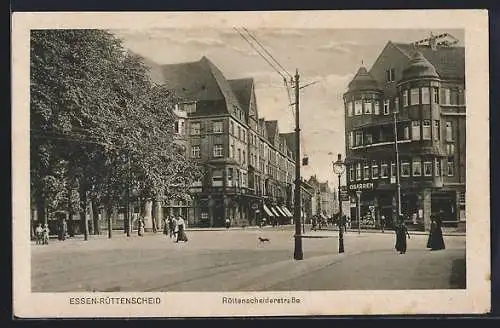 AK Essen-Rüttenscheid, Rüttenscheiderstrasse mit passierendem Dackel