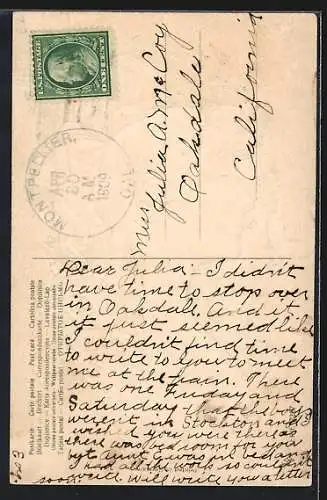 Präge-AK Seitliches Konterfei einer rothaarigen Frau, Jugendstil