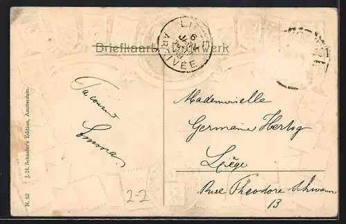 Präge-AK Maastricht, Gezicht op de Maasbrug en de Stad, Briefmarken und Wappen