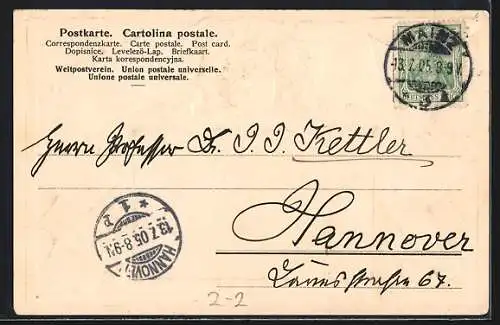 Präge-AK Mainz, Dom St. Martin, Briefmarken und Wappen