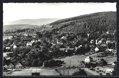 AK Bad Sauerbrunn /Burgenland, Ortsansicht in hügeliger Landschaft